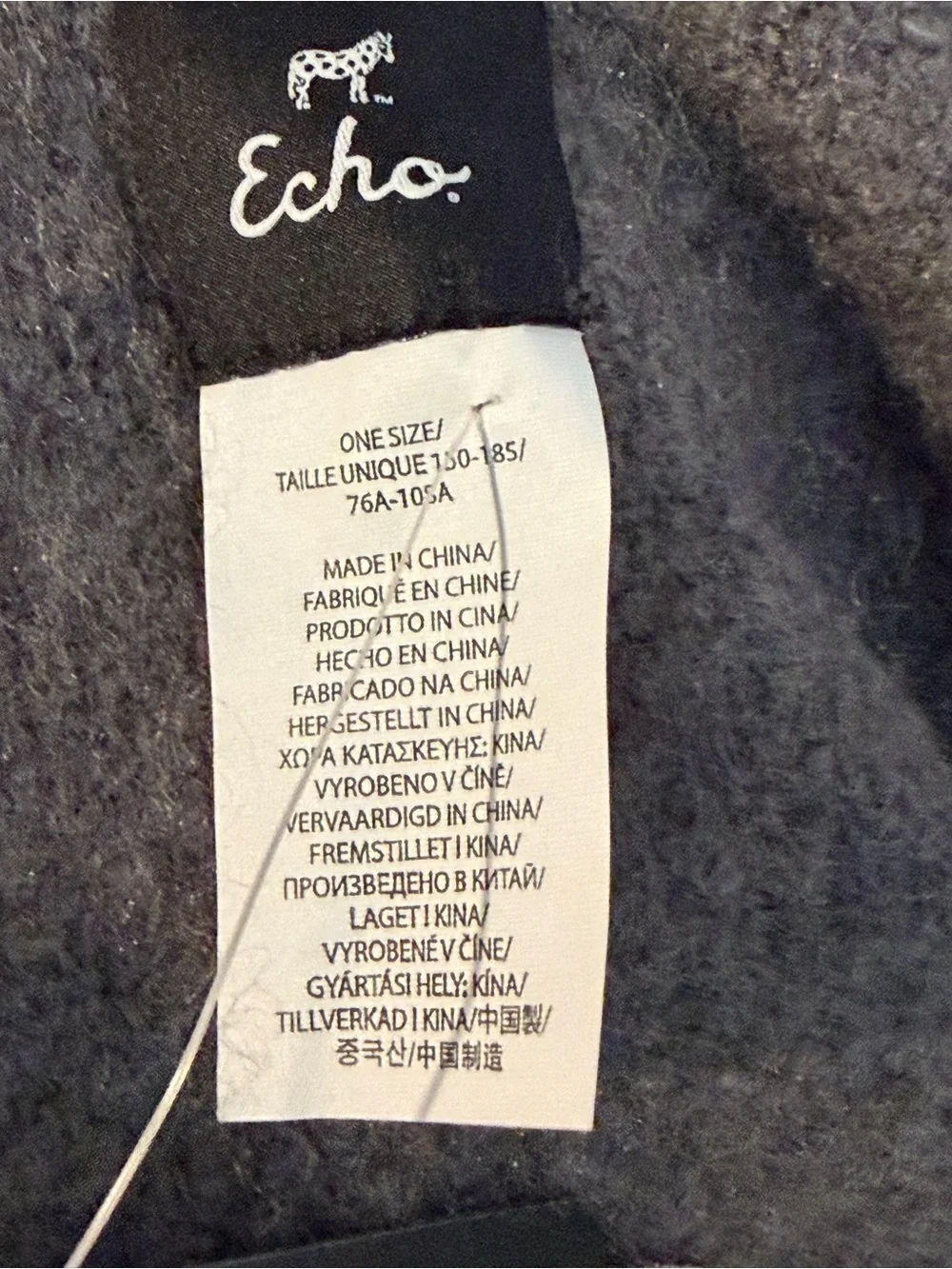 NWT! Echo Women’s Grey Cozy Fringed Wrap Poncho Cape One Size Fits Most